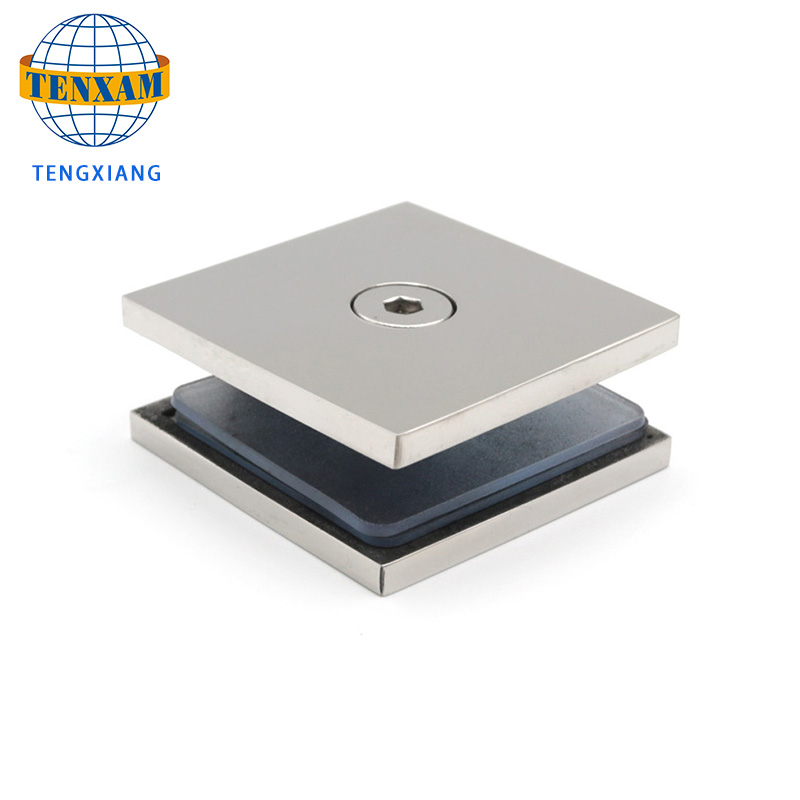 Kinesisk producent Glas Holding Clips Chrome 2 * 2 tommer klip messing glas Dørklemme dør&Vinduet hængsler 8-12mm glas badeværelse standard